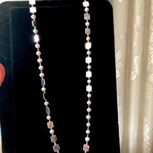 Elegant Silver and Pink Beaded Necklace